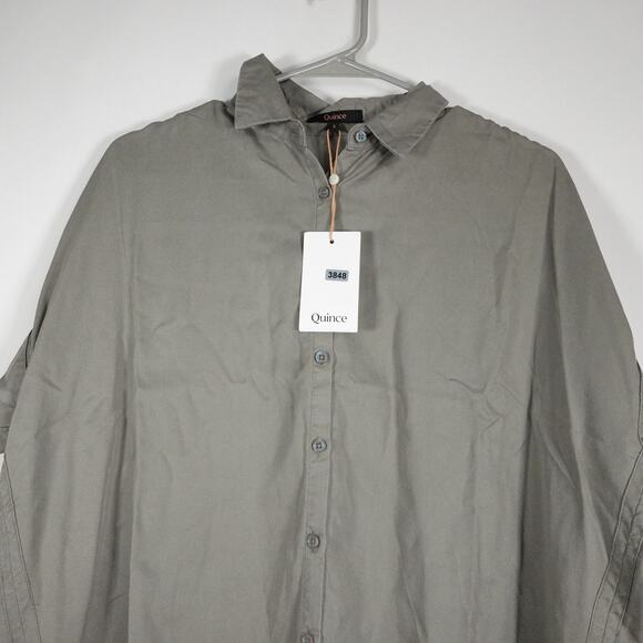 New Quince Womens Small Vintage Wash Tencel Camp Shirt Olive Green 3848-77 - Picture 4 of 11